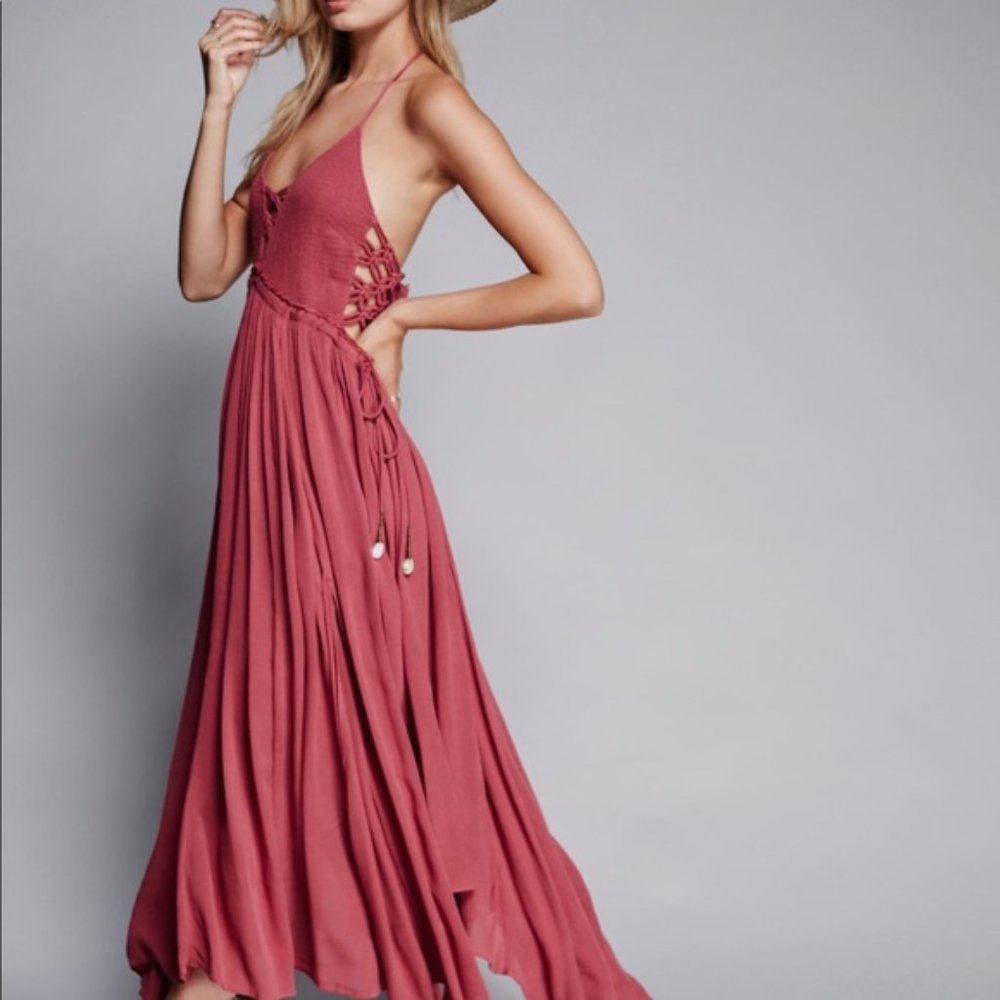 NWOT Free People Coconuts All Day Endless Summer Maxi in Dusty Rose - Small